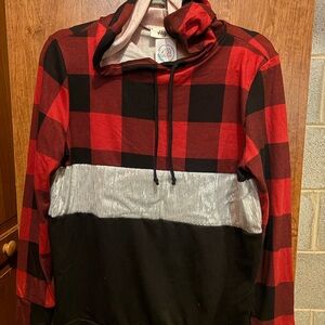 Plaid Red and Black Women's Hoodie
